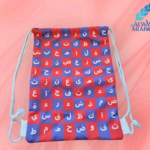 Gingham Arabic Drawstring Bag Red-Purple